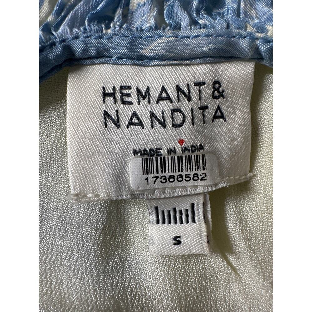 Hemant & Nandita Fiza Dress Halter PaisleyWestern Pastel Yellow Blue S - Picture 10 of 12